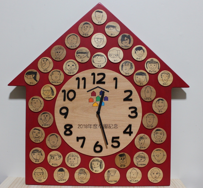卒園児さんの似顔絵入り記念時計 | 木製時計のオーダーメイド えぬ 