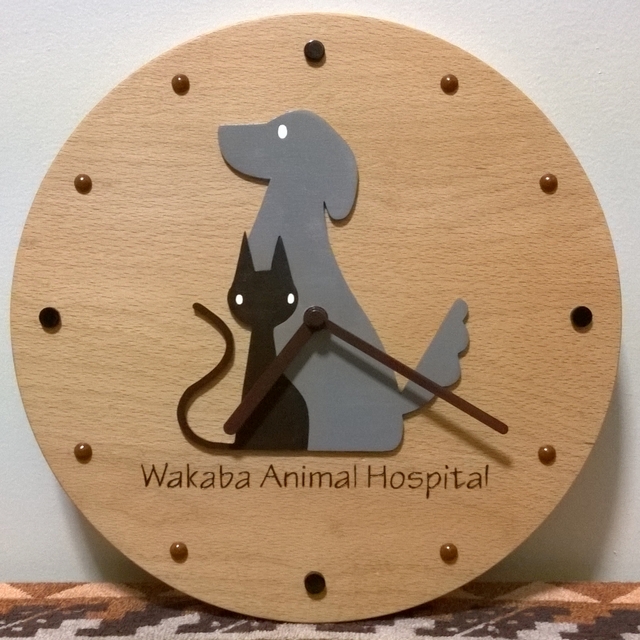 動物病院 開院のお祝い 木製時計のオーダーメイド えぬ しゅとるひ